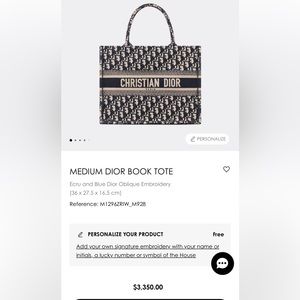 MEDIUM DIOR BOOK TOTE